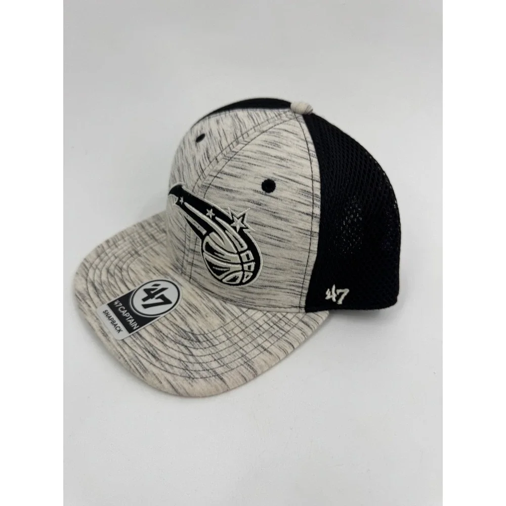 47 Brand Orlando Magic Snapback Hat Mens‎ Black White Space Dye Mesh Trucker Cap